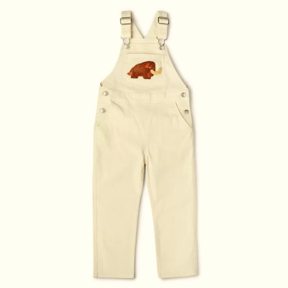 Christian Robinson Toddler Woolly Mammoth Embroidered Overalls UNISEX, NEW, 5T